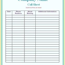 Call Sheet Template Free Of Printable Log Templates Schultz Form Sales