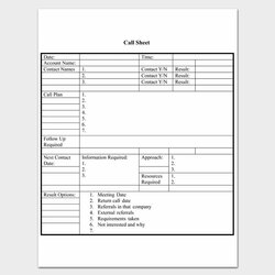 Out Of This World Printable Call Sheet Templates Free Template