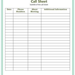 The Highest Standard Call Sheet Template Free Word Templates Printable List Log Sheets Sign Format Sales