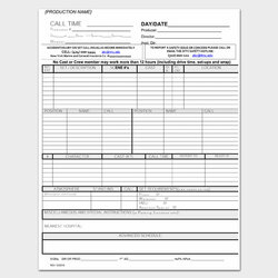 The Highest Quality Printable Call Sheet Templates Free Template