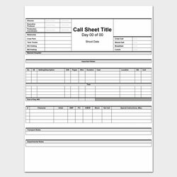 Printable Call Sheet Templates Free Template