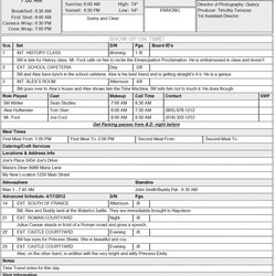 Wizard Cast And Crew Call Sheet Template Sample Excel Templates Remarkable Free Concept