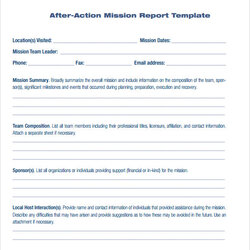 The Highest Standard Army After Action Review Template Report Free Example
