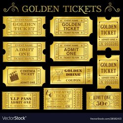 Supreme Golden Ticket Templates Royalty Free Vector Image