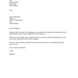 Tremendous Resignation Letter Template Sample Format Templates Example Different