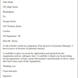 Peerless Free Resignation Letter Templates In Ms Word Formal Template Sample