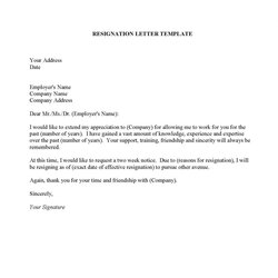 Eminent Resignation Letter Template Of Voluntary Employer Polite Doc