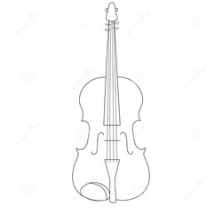 Fantastic Violin Contour On White And Black Background Cartoon Vector Line Art Drawing Simple Outline Musical