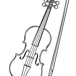 Exceptional Violin Coloring Page Instruments Pages Musical Print Ink