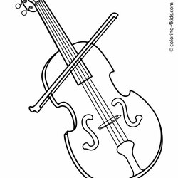 Tremendous Violin Coloring Pages Instruments Musical Drawing Kids Drawings Instrument Printable Music Print