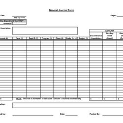 Exceptional Blank Journal Entry Form Template Forms General Printable Sample Bookkeeping Design