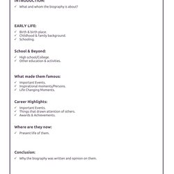 Professional Biography Outline Template In Microsoft Word Editable