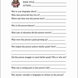 Printable Biography Template Autobiography Report Students Elementary Collection Templates Grade Book