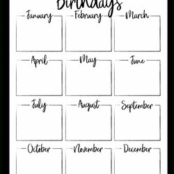Magnificent Free Printable Birthday List Letter Templates Template Track Keep Friends Family Of All Your And
