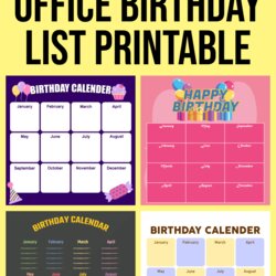 The Highest Quality Employee Birthday Chart Office List Printable Pin