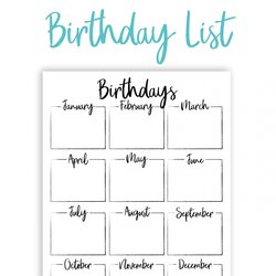 Supreme Free Printable Birthday List Letter Templates Family Friends Template Calendar Office Birthdays Happy