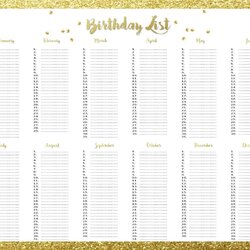 Superlative Free Birthday List Template Customize Then Print Calendar