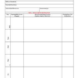 Excellent Weekly Lesson Plan Template Word