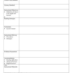 Basic Lesson Plan Template Word Database Exploration Simple Free Sample