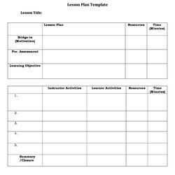 Sublime Free Lesson Plan Templates Common Core Preschool Weekly Template Examples Kb