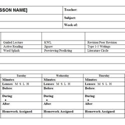 Lesson Plan Word Template Sample