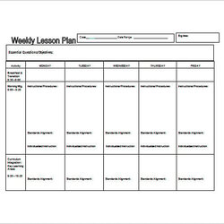 High Quality Weekly Lesson Plan Template Doc Preschool Word Free