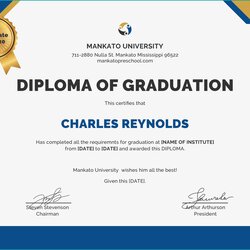 Eminent Diploma Certificate Template Resume Examples Graduation Word Templates Editable Printable Blank