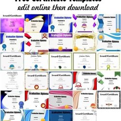 The Highest Quality Free Certificate Templates Edit Online Print At Home Instant Download Blank Certificates