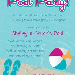 Worthy Pool Party Free Online Invitations Invitation Templates Birthday Swimming Template Text Summer Wording