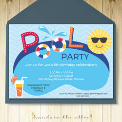 Pool Party Invitation Printable Template Hands In The Attic Card Birthday Editable Invite Invitations Summer