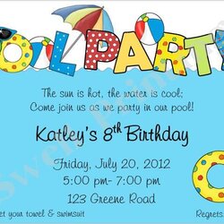 Terrific Download Now Free Template Printable Birthday Invitation Templates Party Pool Swimming Invitations