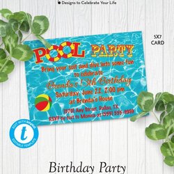 The Highest Quality Pool Party Birthday Invitation Printable