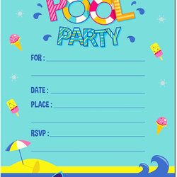 Printable Birthday Invitations Pool Party Templates