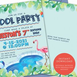 Superior Pool Party Birthday Invitation Swim