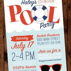 Brilliant Pool Party Birthday Invitation Swimming In