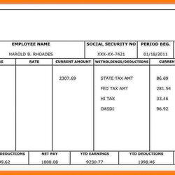 Fine Large Template Ideas Download Free Pay Stub For Within Payroll Payslip Word