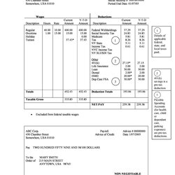 Exceptional Great Pay Stub Paycheck Templates Deposit Template