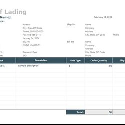 Matchless Bill Of Lading Template For Ms Excel Templates Microsoft