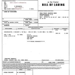 Superior Blank Bill Of Lading Excel Template