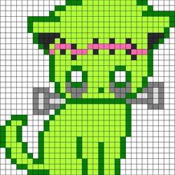 Worthy Pin On Cross Stitch Cute Frankenstein Kitty Pattern Patterns Pixel Animals Fuse Grid Halloween