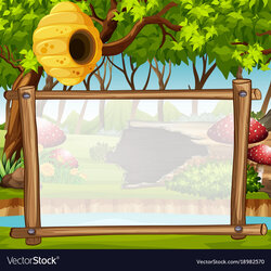 Super Border Template With Forest In Background Vector Image