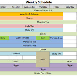 Exceptional Schedule Format For Excel Printable Template Weekly Templates Planner Spreadsheet Week Sample