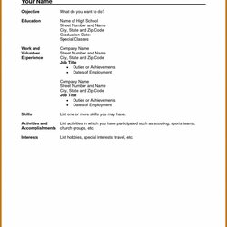 Fine Resume Template For High School Student Resumes Sample