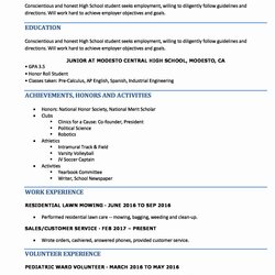 The Highest Quality High School Job Resume Luxury Format Student Resumes Objective Phenomenal
