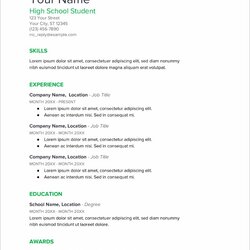 Very Good Resume High School Students Template Templates Example Student Job Basic Sample Time Rare