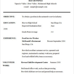 Excellent High School Resume Free Samples Examples Format Senior Sample Student Template Word Templates