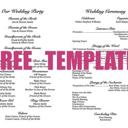 Very Good Free Printable Wedding Program Templates Word Sample Professional