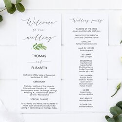 Perfect Wedding Program Template Order Of Ceremony Printable Programs Greenery