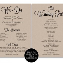 Exceptional Ceremony Program Template Wedding Printable We Do Programs Instant Tableau Download