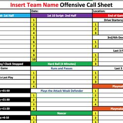 Excellent Football Offensive Play Sheet Template Blank
